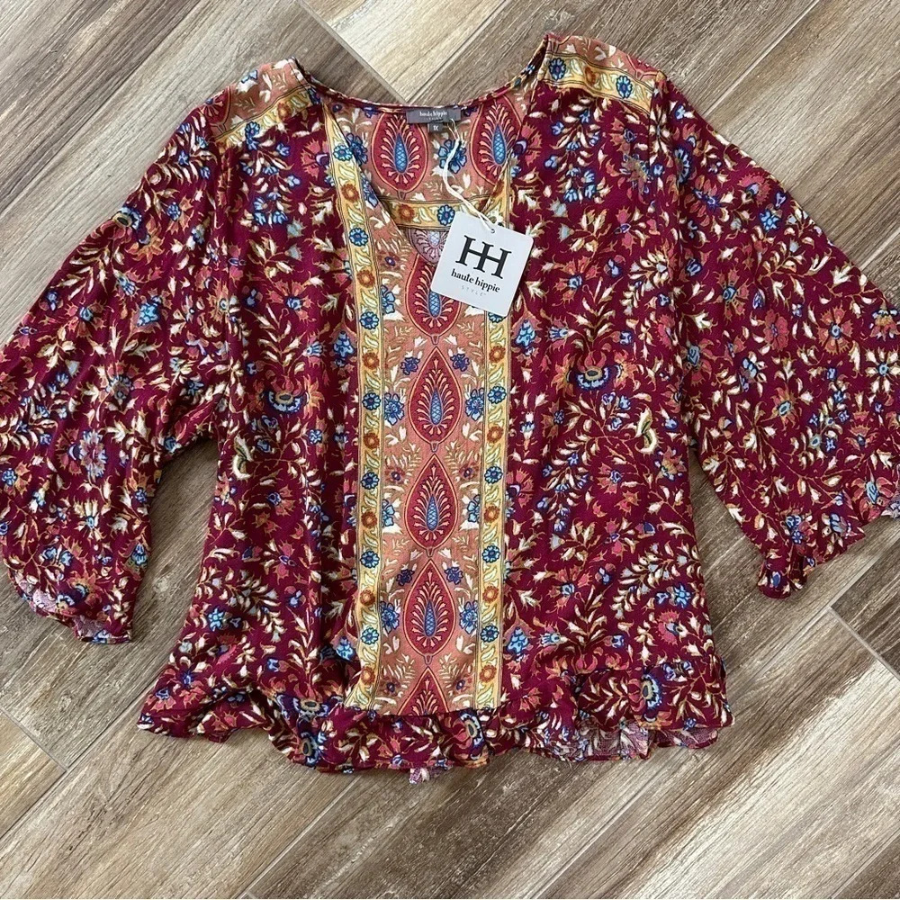 Haute Hippie Boho Top with Ruffles - 1X and NWT